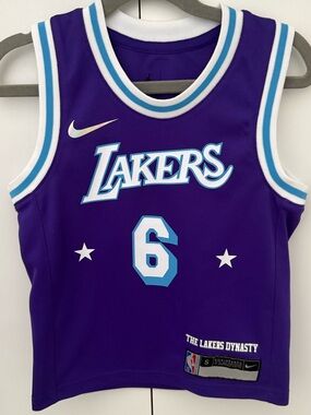 Nike Preschool Lakers LeBron James Purple City Edition Jersey Small (4)
